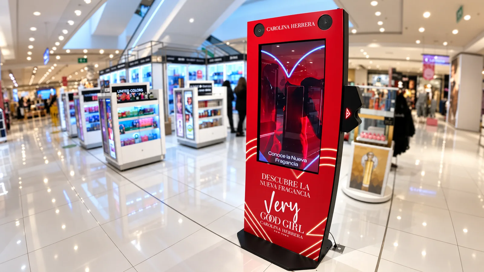 Equipo interactivo de Electronika instalado en una zona de perfumería